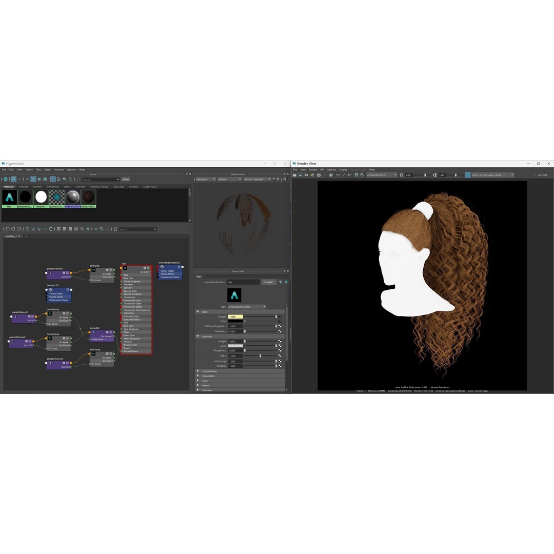 Realtime Haircard 3D Model – Low Poly Game-Ready Character Hair, FBX - View 6