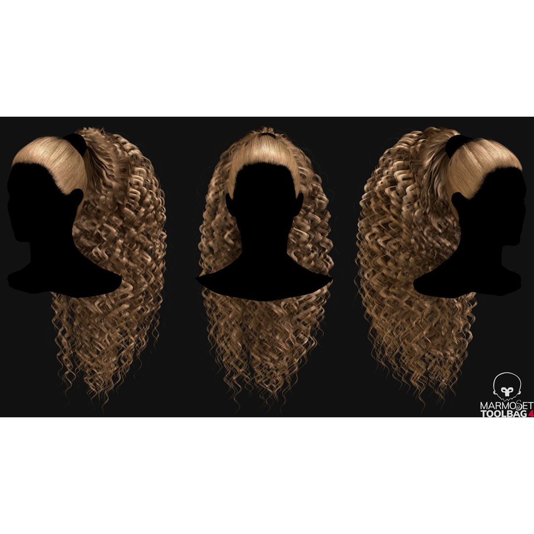 Realtime Haircard 3D Model – Low Poly Game-Ready Character Hair, FBX - View 7