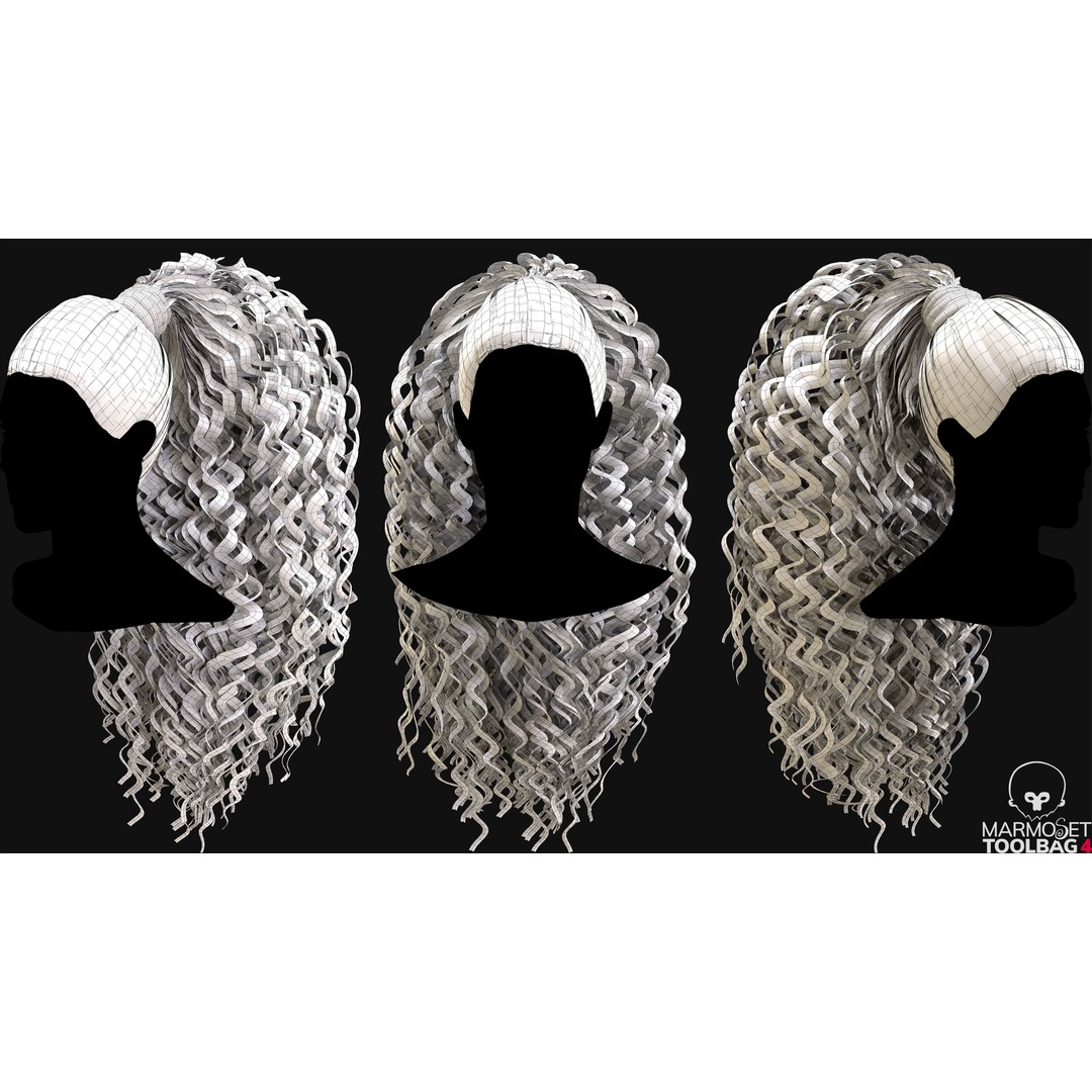 Realtime Haircard 3D Model – Low Poly Game-Ready Character Hair, FBX - View 8