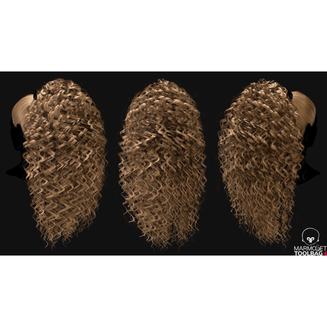 Realtime Haircard 3D Model – Low Poly Game-Ready Character Hair, FBX - View 9