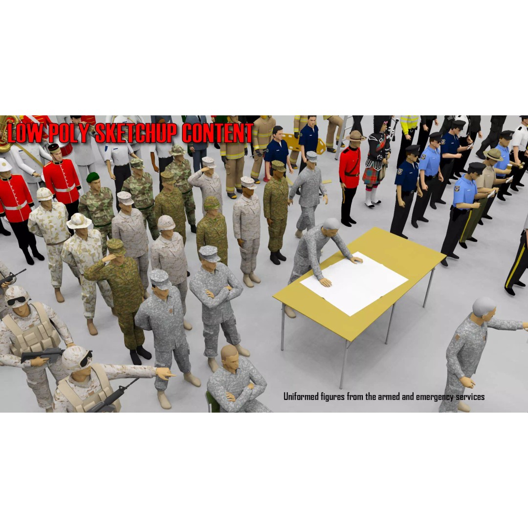 Low Poly People in Uniform 3D Model – Military & Emergency Services, FBX - View 2