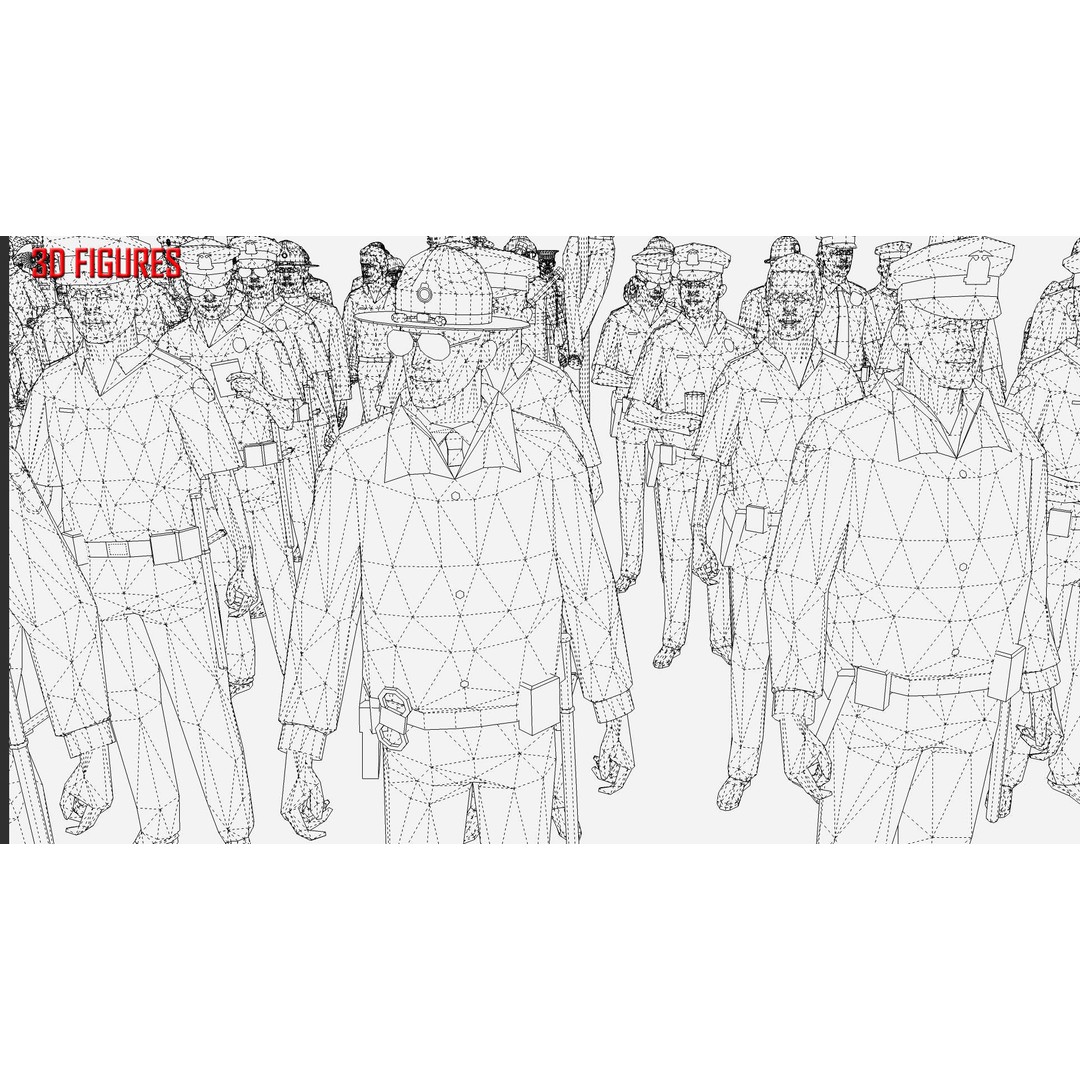 Low Poly People in Uniform 3D Model – Military & Emergency Services, FBX - View 3