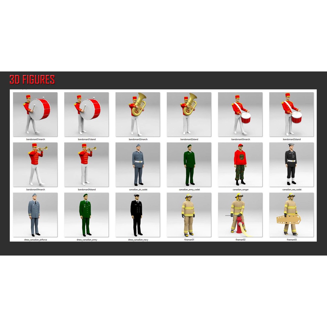 Low Poly People in Uniform 3D Model – Military & Emergency Services, FBX - View 5