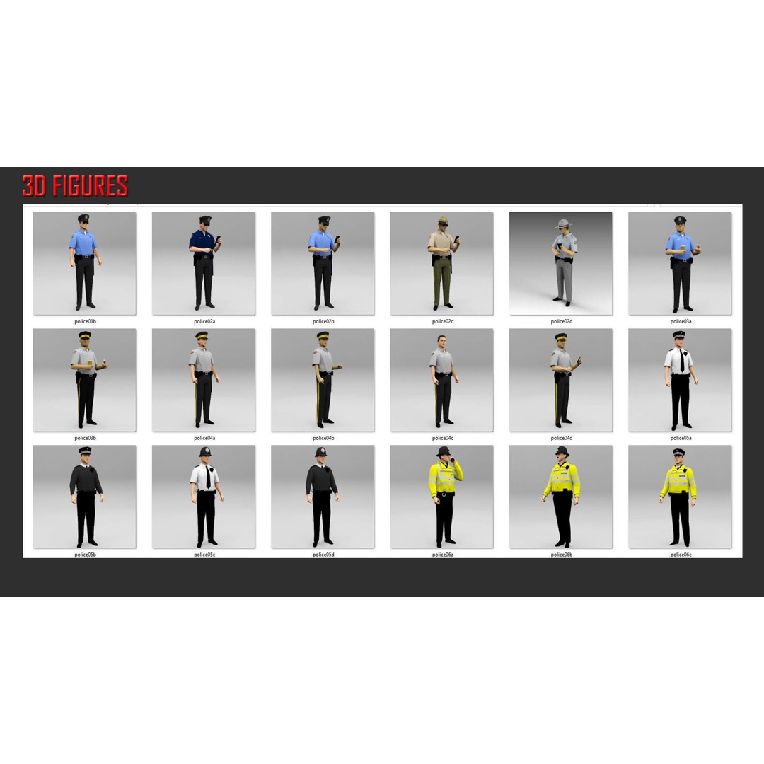 Low Poly People in Uniform 3D Model – Military & Emergency Services, FBX - View 8