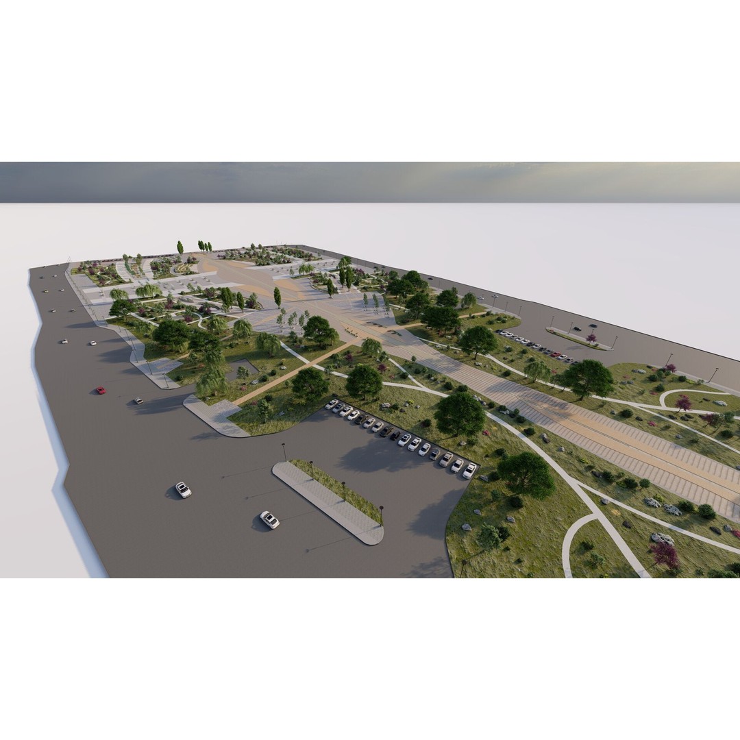 Public Park 3D Model – Urban Landscape Design, FBX, OBJ, PBR - View 10
