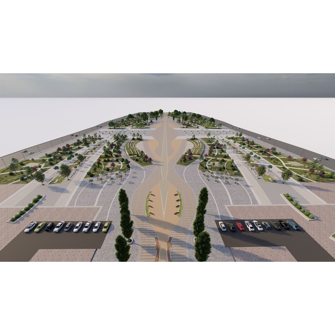 Public Park 3D Model – Urban Landscape Design, FBX, OBJ, PBR - View 13
