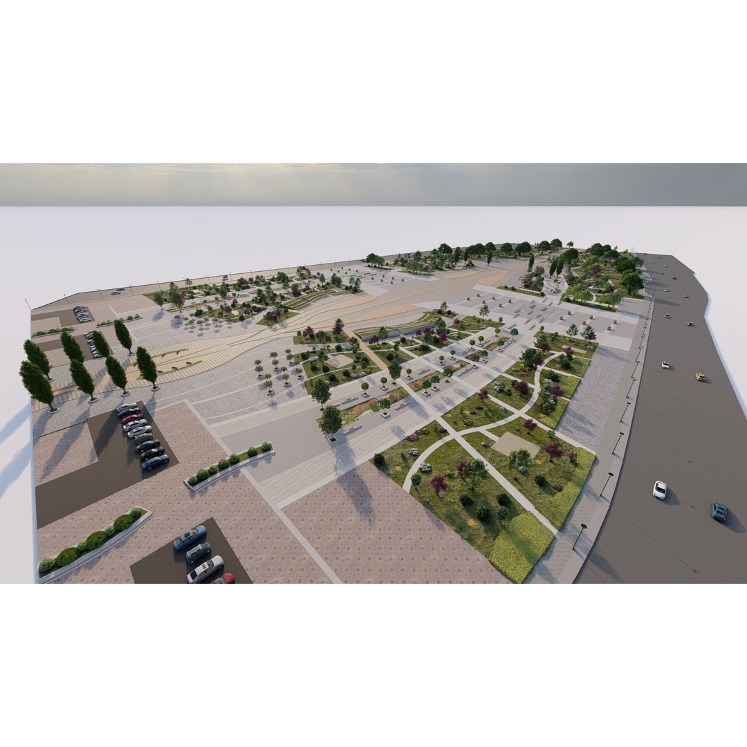Public Park 3D Model – Urban Landscape Design, FBX, OBJ, PBR - View 16