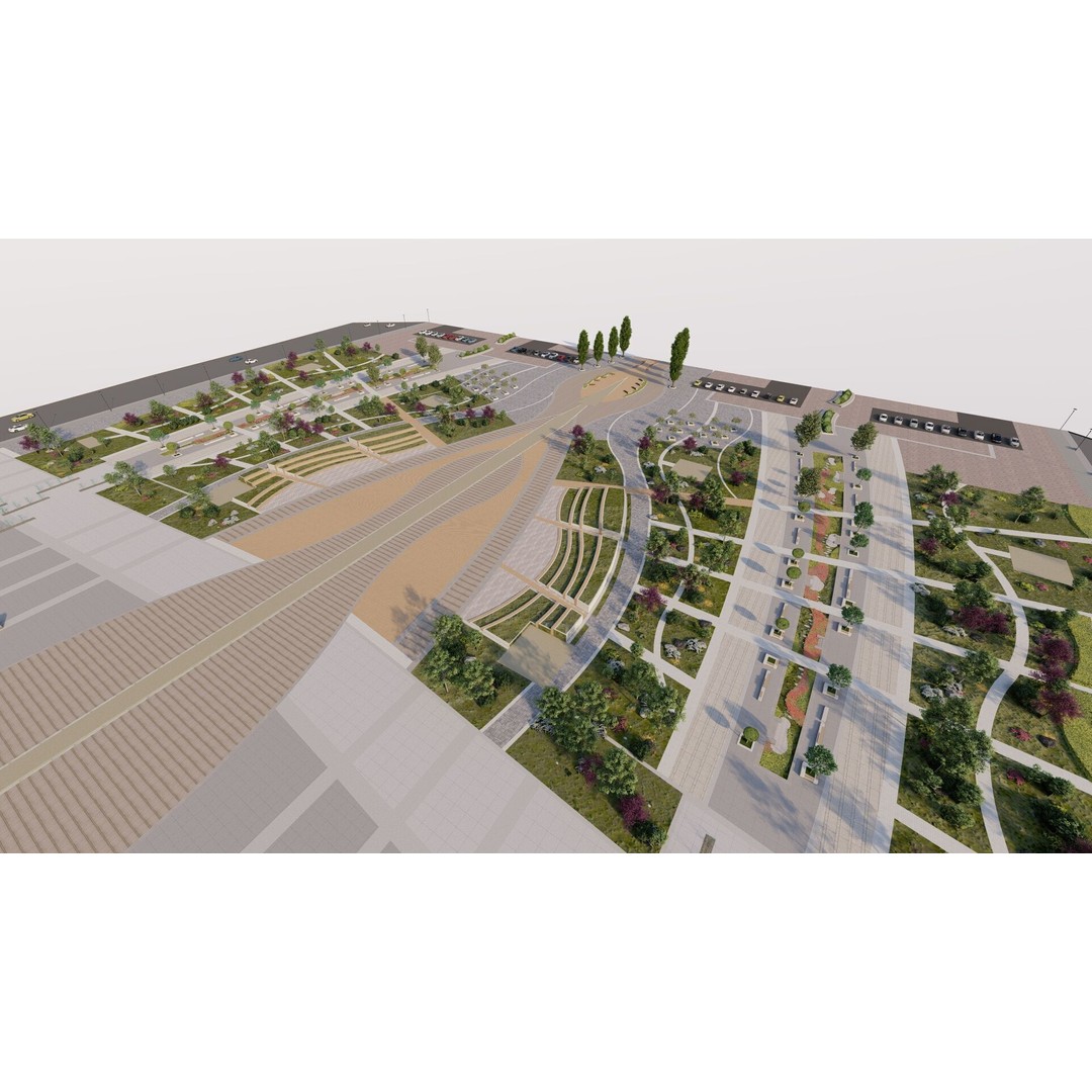 Public Park 3D Model – Urban Landscape Design, FBX, OBJ, PBR - View 17