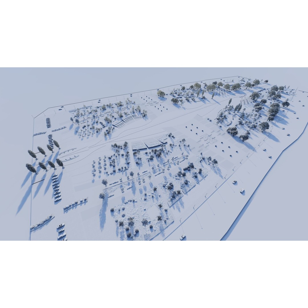 Public Park 3D Model – Urban Landscape Design, FBX, OBJ, PBR - View 20
