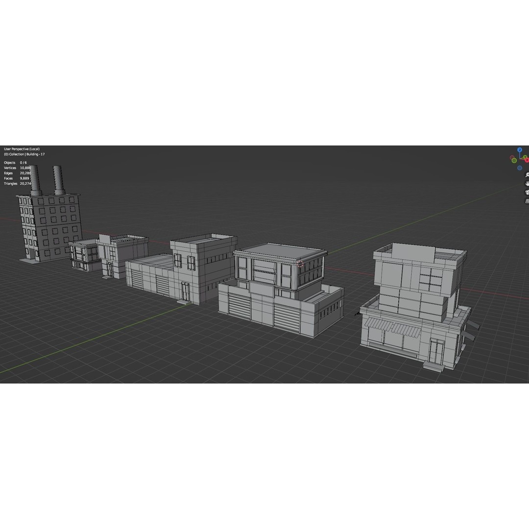 Low Poly City Buildings 3D Model – Game Ready Urban Asset Pack, FBX & OBJ