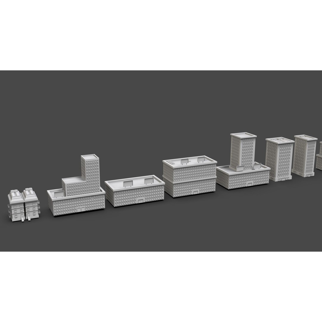 Low Poly City Buildings 3D Model – Game Ready Urban Asset Pack, FBX & OBJ - View 14