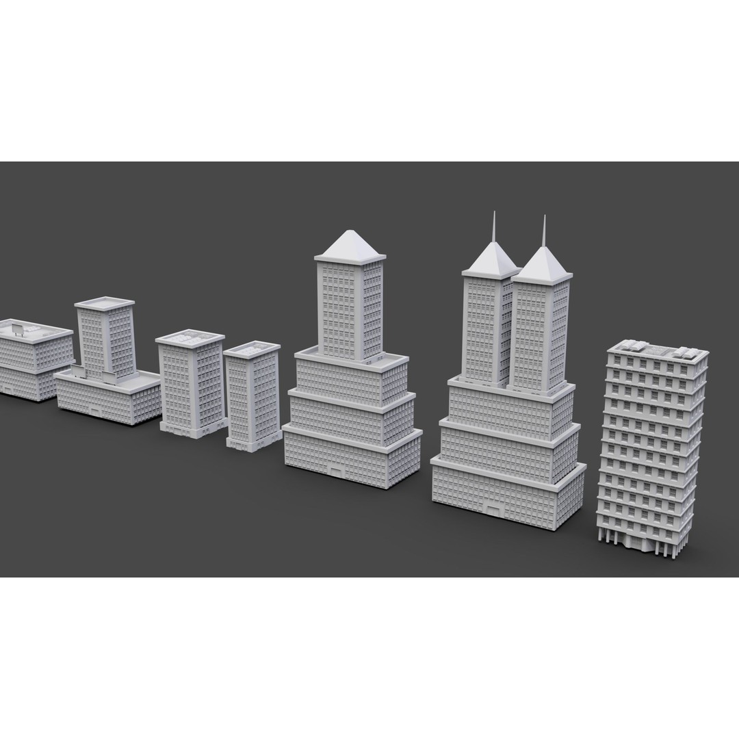 Low Poly City Buildings 3D Model – Game Ready Urban Asset Pack, FBX & OBJ - View 15