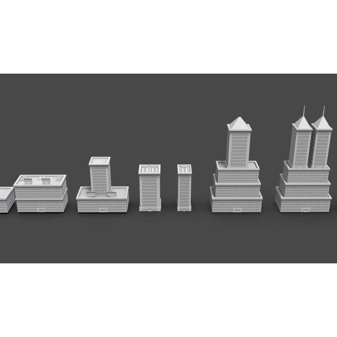 Low Poly City Buildings 3D Model – Game Ready Urban Asset Pack, FBX & OBJ - View 16