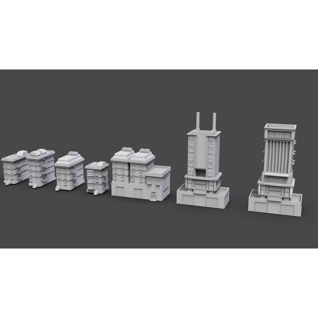 Low Poly City Buildings 3D Model – Game Ready Urban Asset Pack, FBX & OBJ - View 18