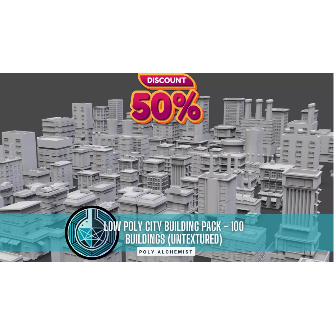 Low Poly City Buildings 3D Model – Game Ready Urban Asset Pack, FBX & OBJ - View 2
