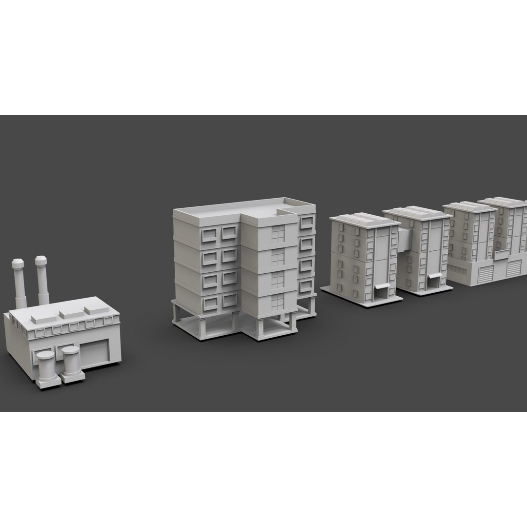 Low Poly City Buildings 3D Model – Game Ready Urban Asset Pack, FBX & OBJ - View 20