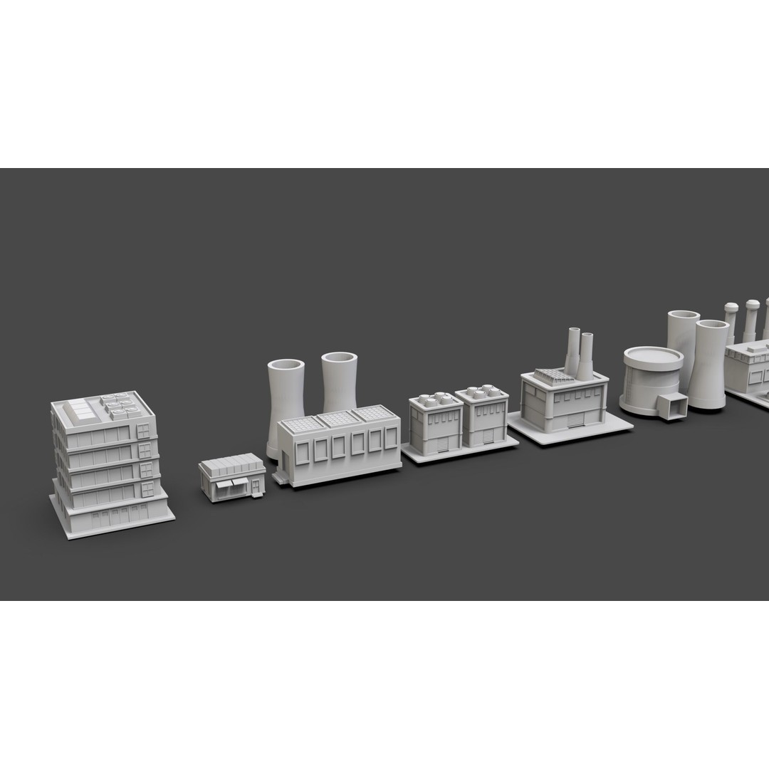 Low Poly City Buildings 3D Model – Game Ready Urban Asset Pack, FBX & OBJ - View 22