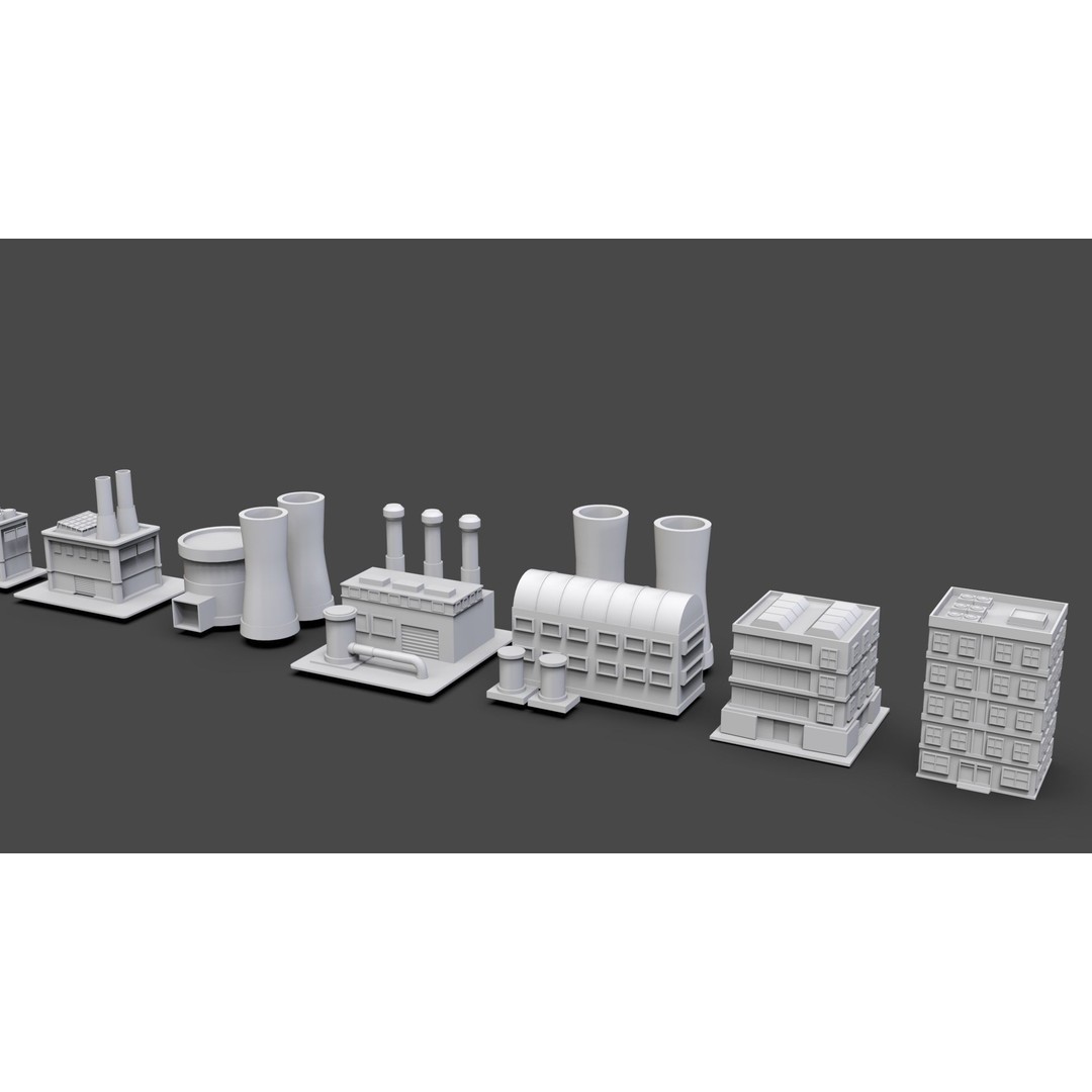Low Poly City Buildings 3D Model – Game Ready Urban Asset Pack, FBX & OBJ - View 23