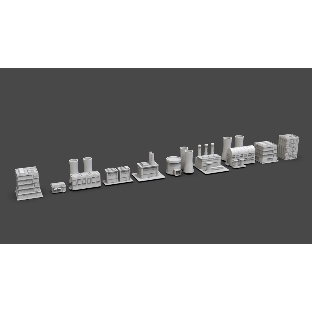 Low Poly City Buildings 3D Model – Game Ready Urban Asset Pack, FBX & OBJ - View 24