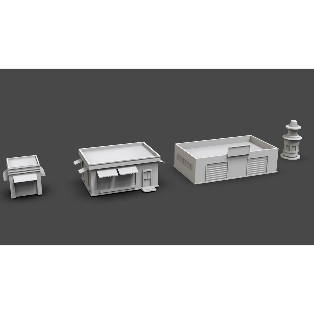 Low Poly City Buildings 3D Model – Game Ready Urban Asset Pack, FBX & OBJ - View 25