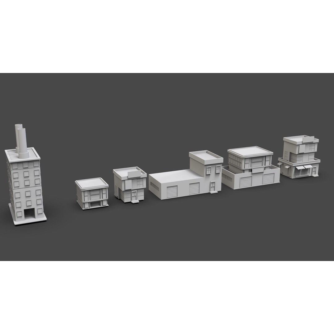 Low Poly City Buildings 3D Model – Game Ready Urban Asset Pack, FBX & OBJ - View 26