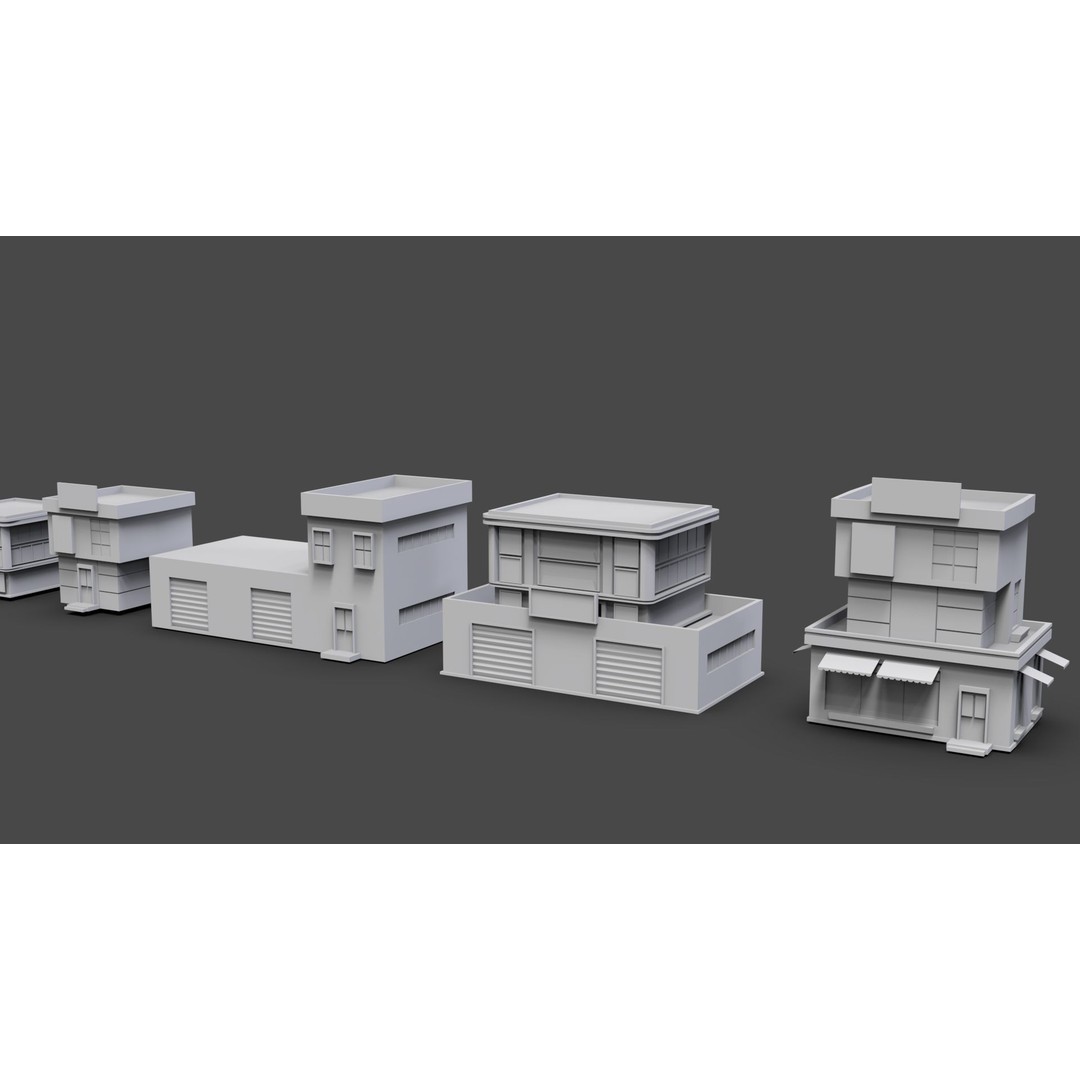 Low Poly City Buildings 3D Model – Game Ready Urban Asset Pack, FBX & OBJ - View 28
