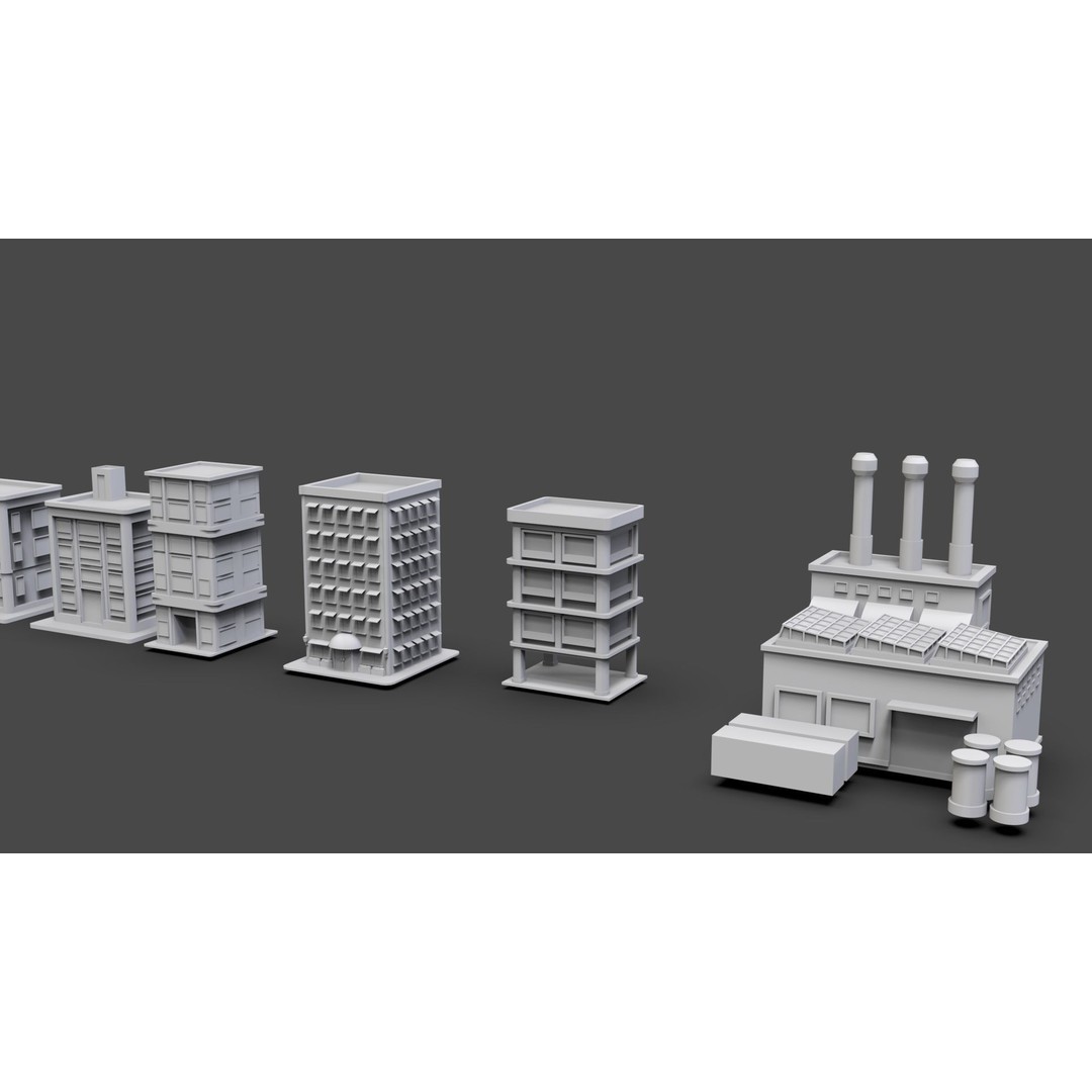 Low Poly City Buildings 3D Model – Game Ready Urban Asset Pack, FBX & OBJ - View 30