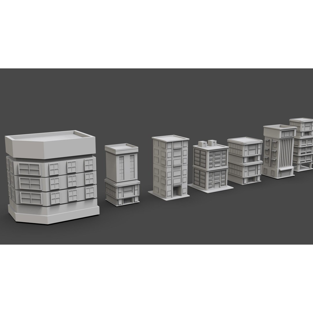 Low Poly City Buildings 3D Model – Game Ready Urban Asset Pack, FBX & OBJ - View 32