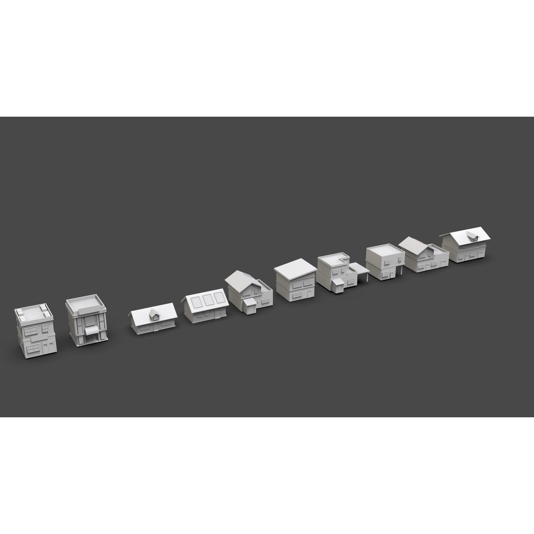 Low Poly City Buildings 3D Model – Game Ready Urban Asset Pack, FBX & OBJ - View 36
