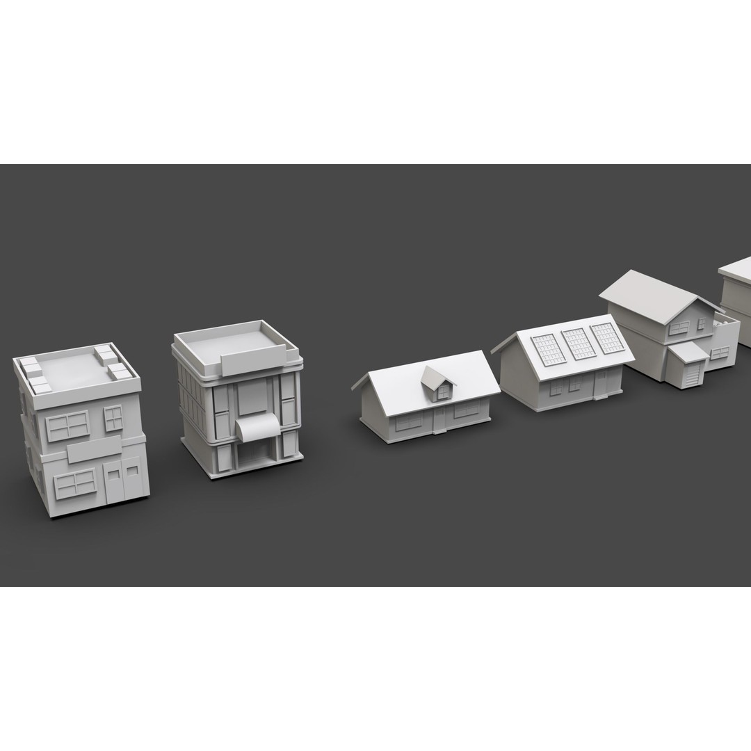 Low Poly City Buildings 3D Model – Game Ready Urban Asset Pack, FBX & OBJ - View 37