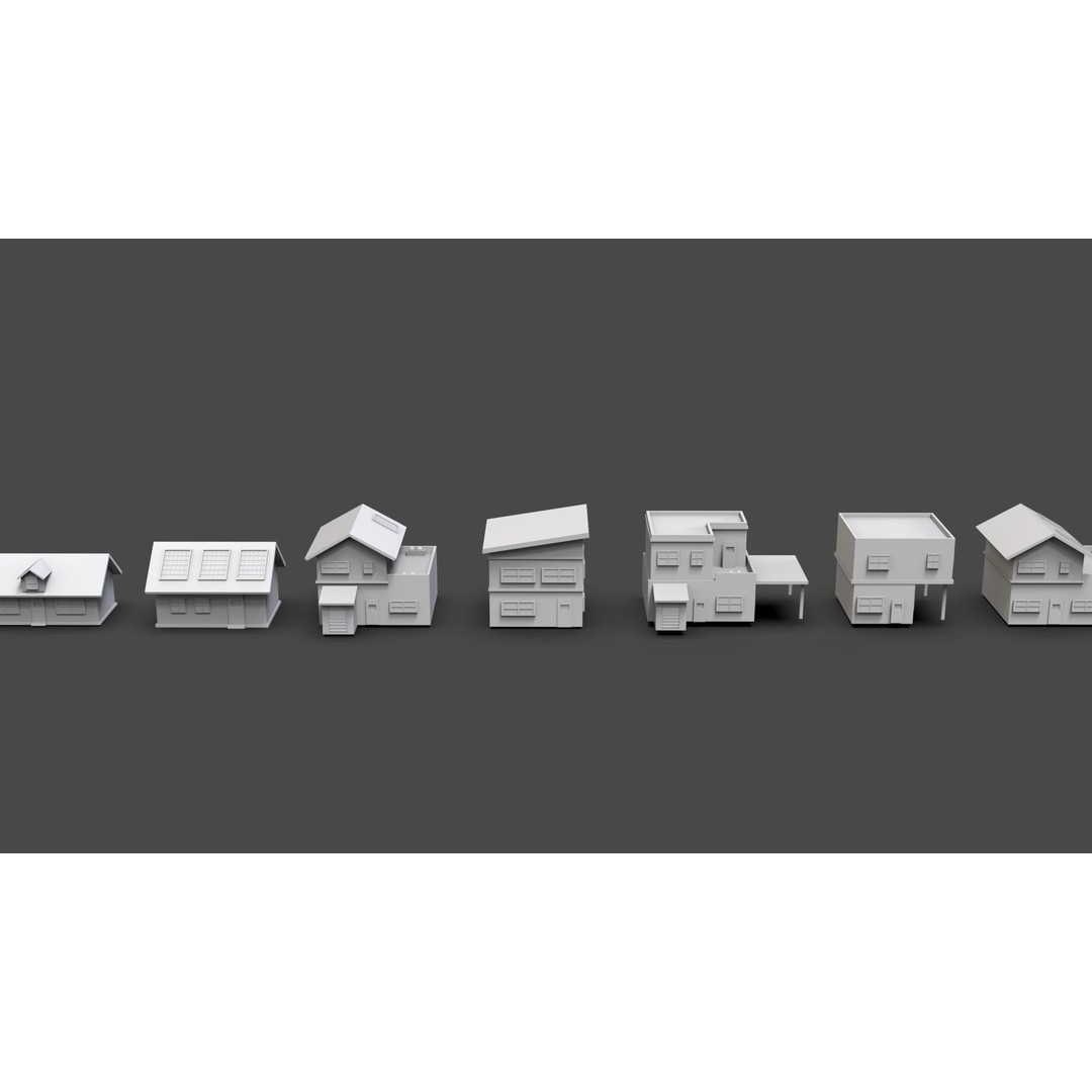 Low Poly City Buildings 3D Model – Game Ready Urban Asset Pack, FBX & OBJ - View 39