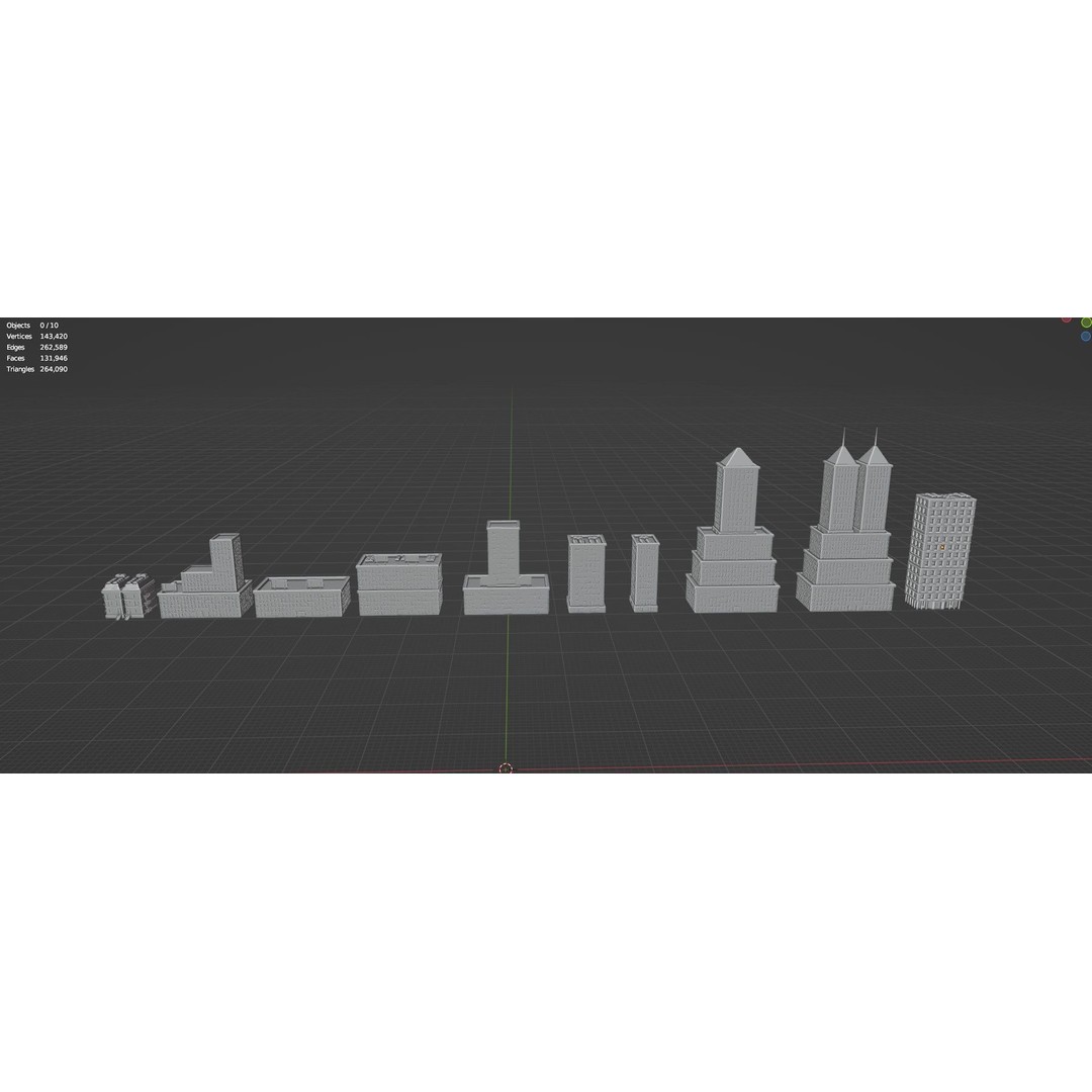 Low Poly City Buildings 3D Model – Game Ready Urban Asset Pack, FBX & OBJ - View 40