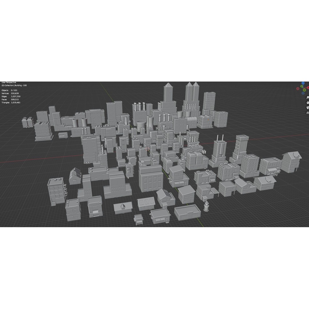 Low Poly City Buildings 3D Model – Game Ready Urban Asset Pack, FBX & OBJ - View 42