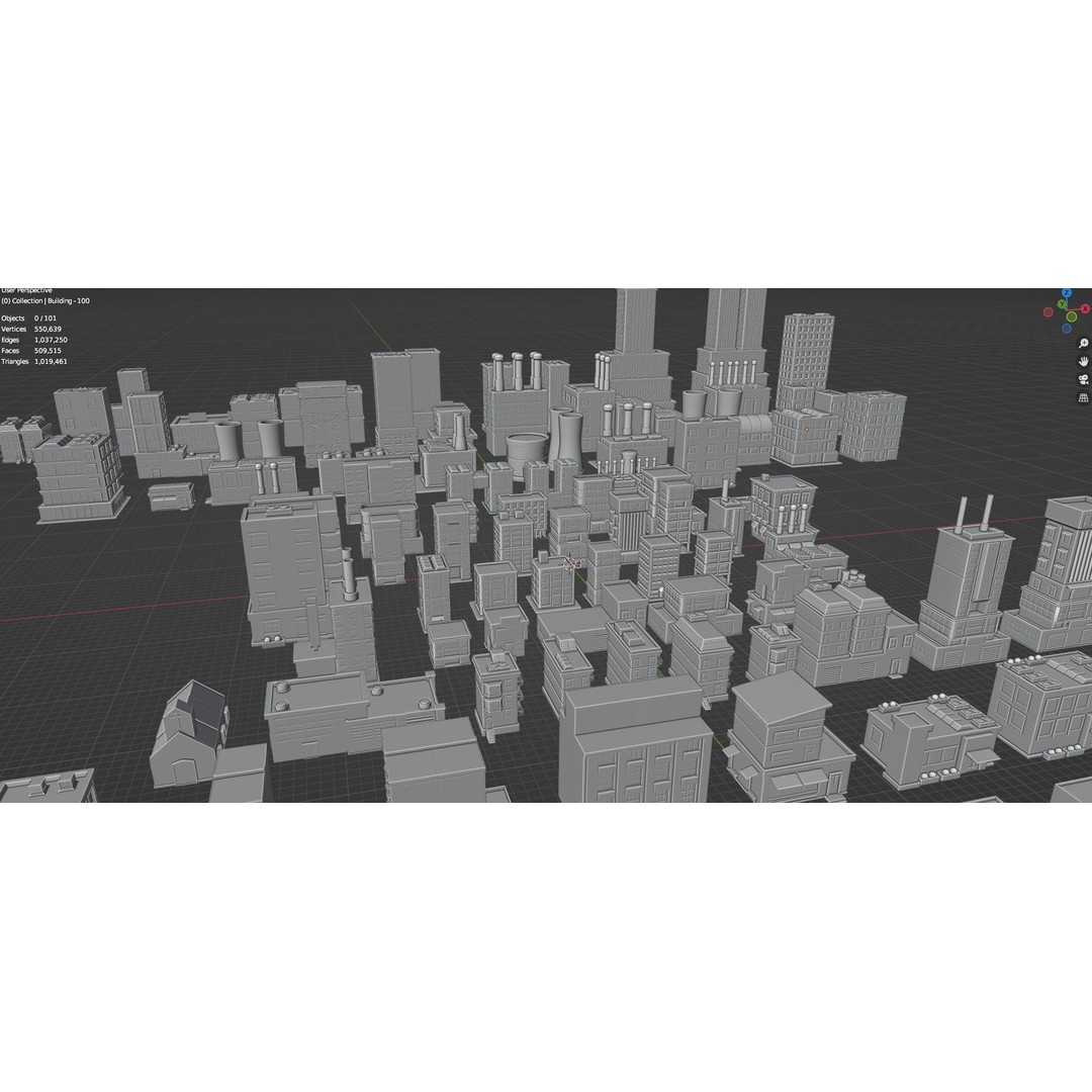 Low Poly City Buildings 3D Model – Game Ready Urban Asset Pack, FBX & OBJ - View 43