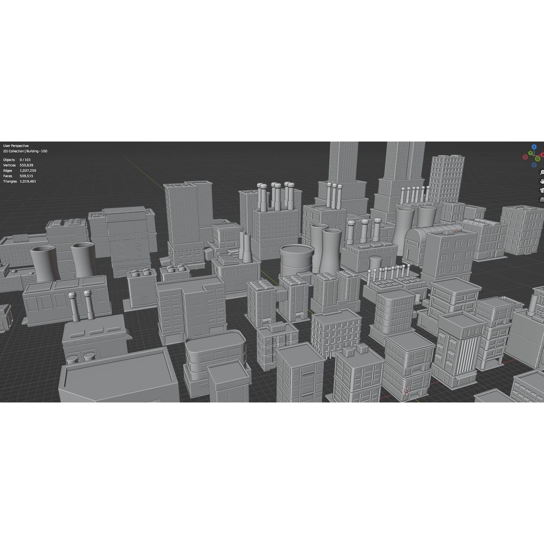 Low Poly City Buildings 3D Model – Game Ready Urban Asset Pack, FBX & OBJ - View 45