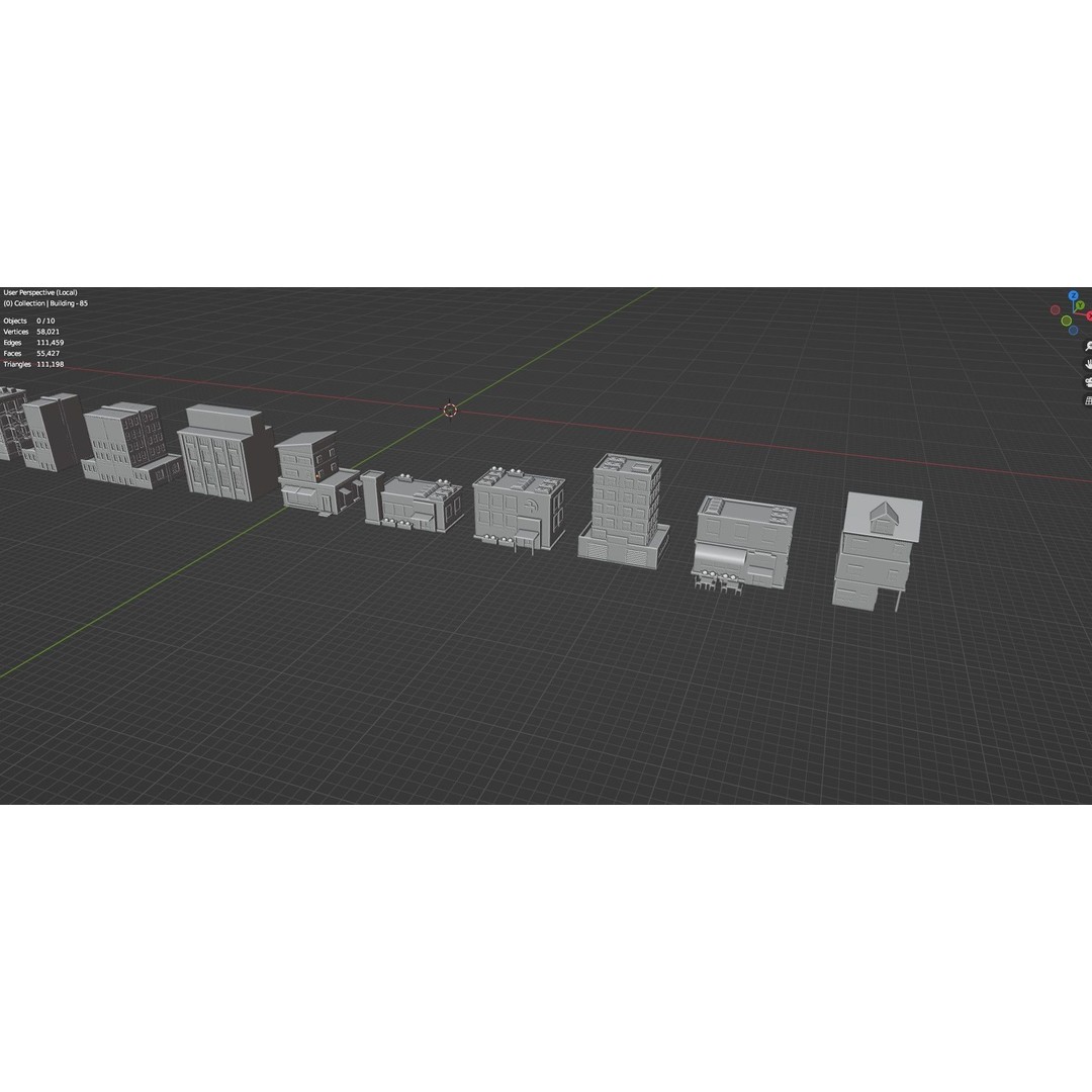 Low Poly City Buildings 3D Model – Game Ready Urban Asset Pack, FBX & OBJ - View 49