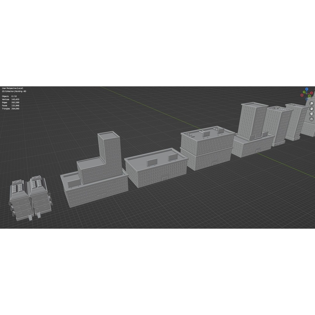 Low Poly City Buildings 3D Model – Game Ready Urban Asset Pack, FBX & OBJ - View 50