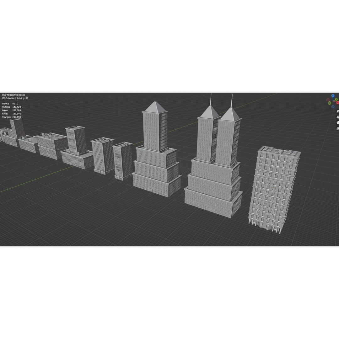 Low Poly City Buildings 3D Model – Game Ready Urban Asset Pack, FBX & OBJ - View 52