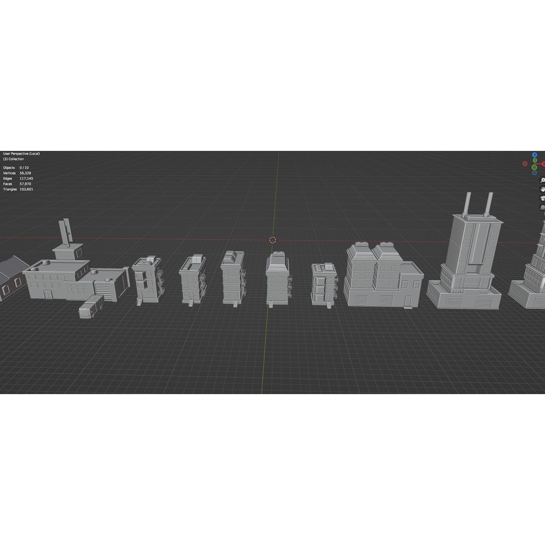 Low Poly City Buildings 3D Model – Game Ready Urban Asset Pack, FBX & OBJ - View 53
