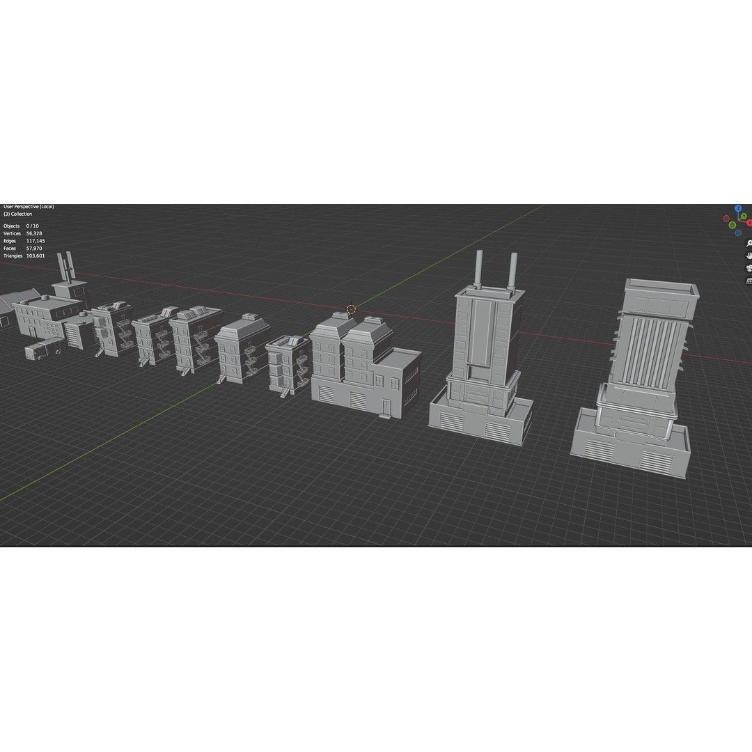 Low Poly City Buildings 3D Model – Game Ready Urban Asset Pack, FBX & OBJ - View 54