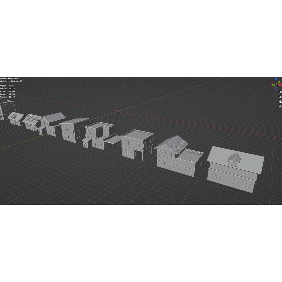 Low Poly City Buildings 3D Model – Game Ready Urban Asset Pack, FBX & OBJ - View 55
