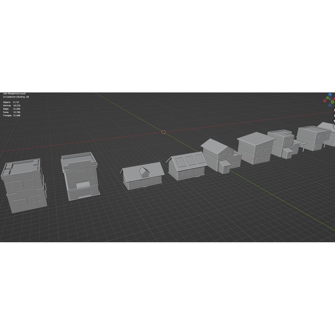 Low Poly City Buildings 3D Model – Game Ready Urban Asset Pack, FBX & OBJ - View 56