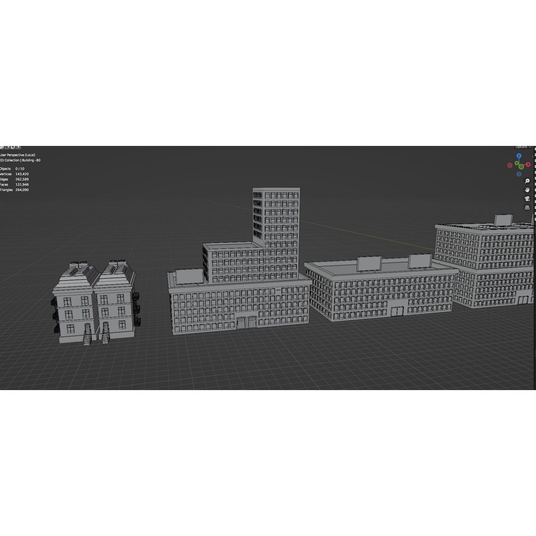 Low Poly City Buildings 3D Model – Game Ready Urban Asset Pack, FBX & OBJ - View 57