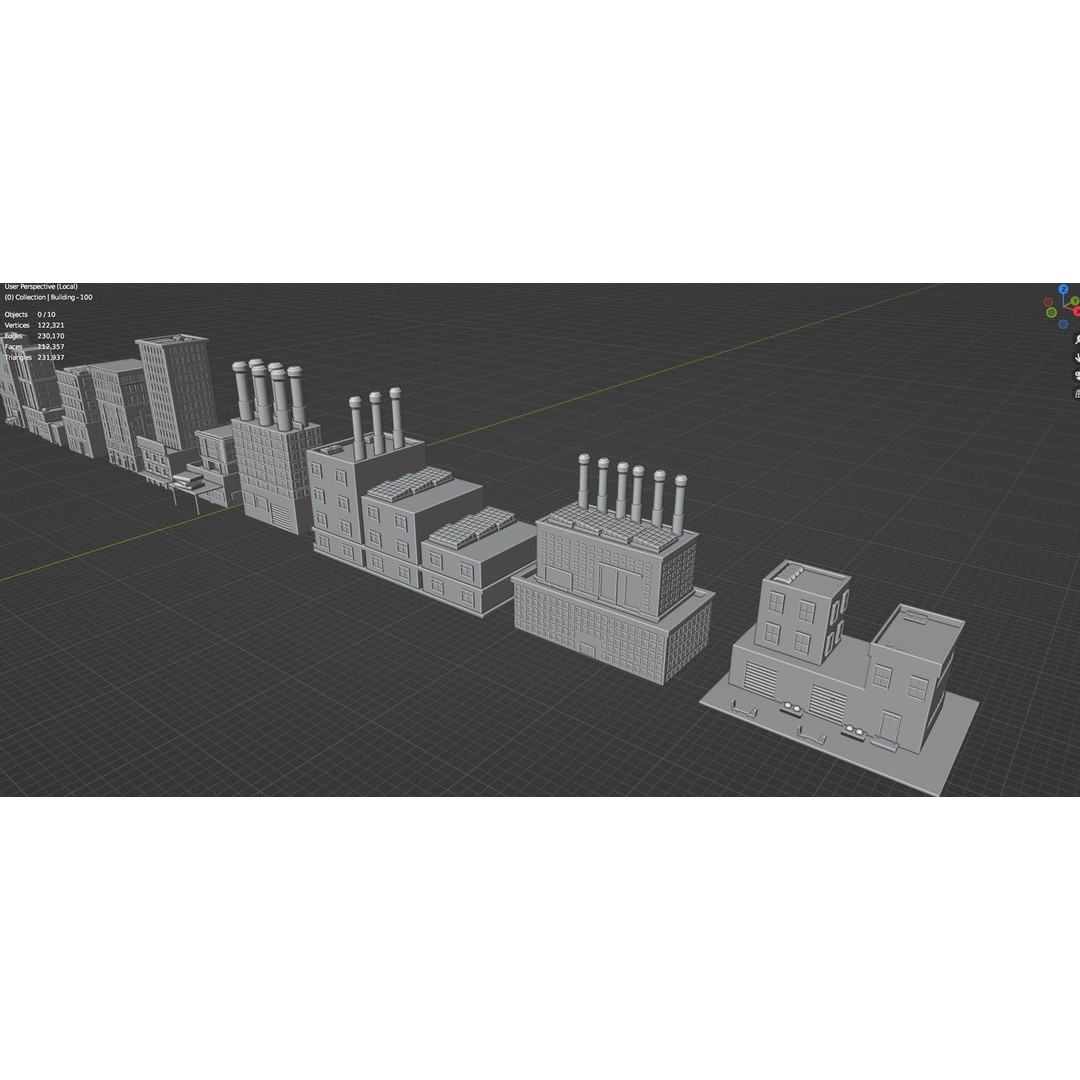 Low Poly City Buildings 3D Model – Game Ready Urban Asset Pack, FBX & OBJ - View 58