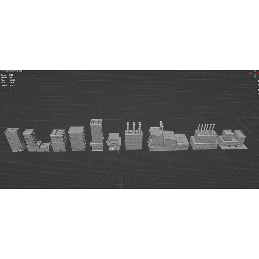 Low Poly City Buildings 3D Model – Game Ready Urban Asset Pack, FBX & OBJ - View 59