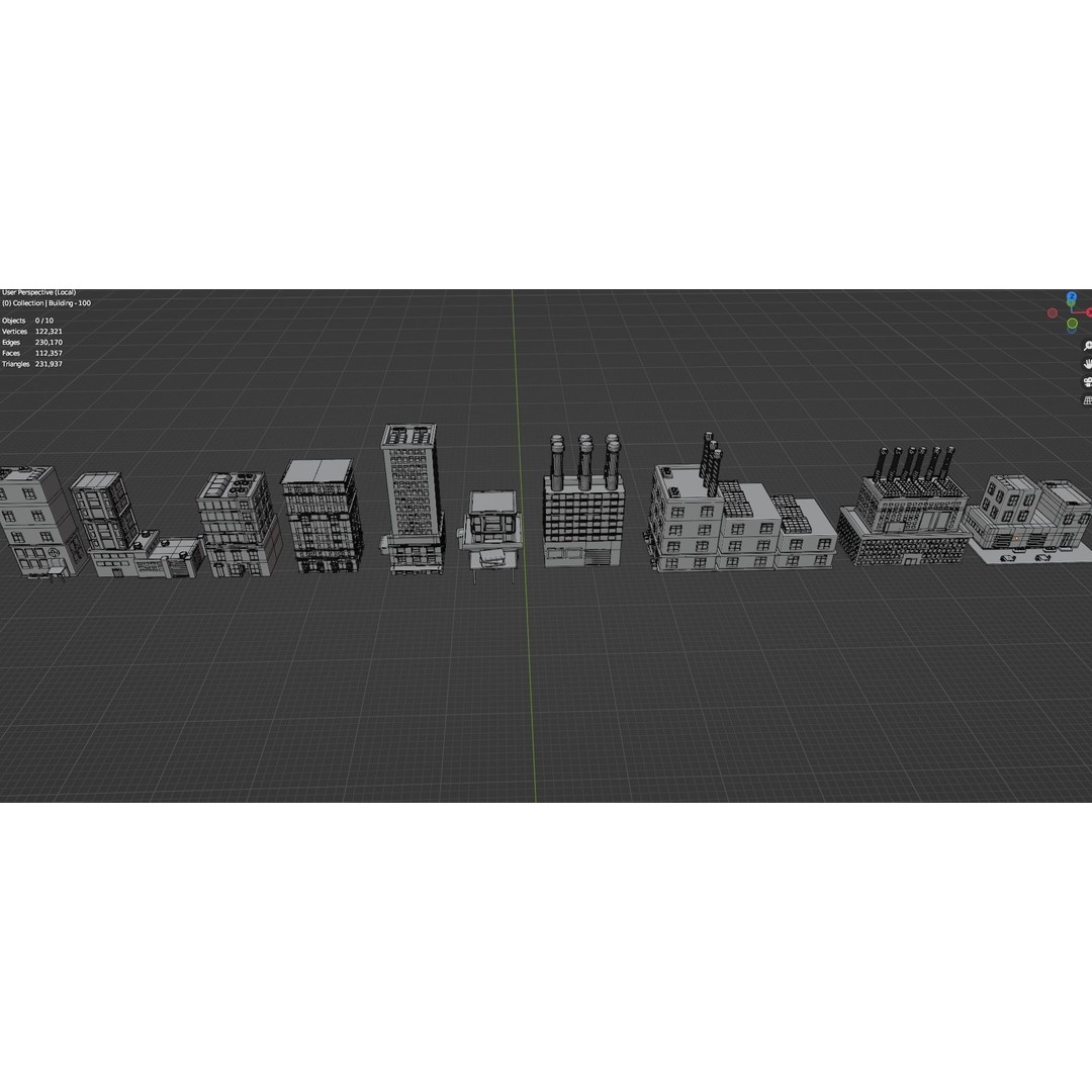 Low Poly City Buildings 3D Model – Game Ready Urban Asset Pack, FBX & OBJ - View 60