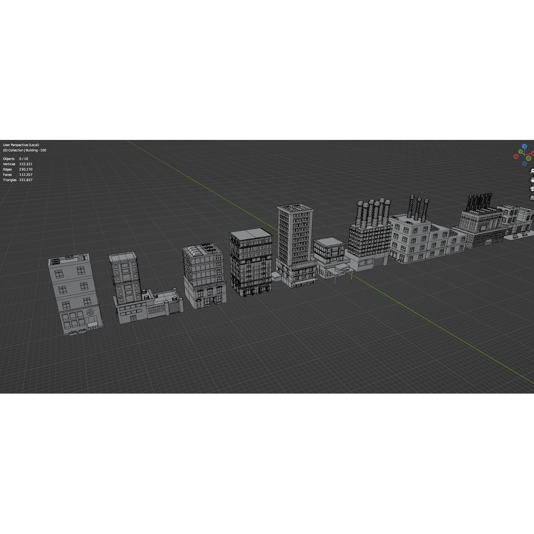 Low Poly City Buildings 3D Model – Game Ready Urban Asset Pack, FBX & OBJ - View 61