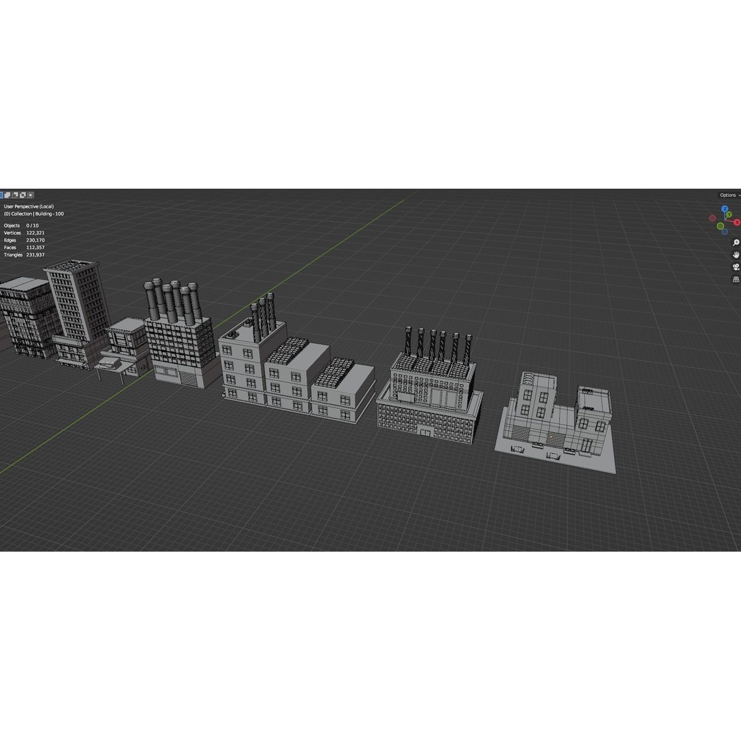 Low Poly City Buildings 3D Model – Game Ready Urban Asset Pack, FBX & OBJ - View 62