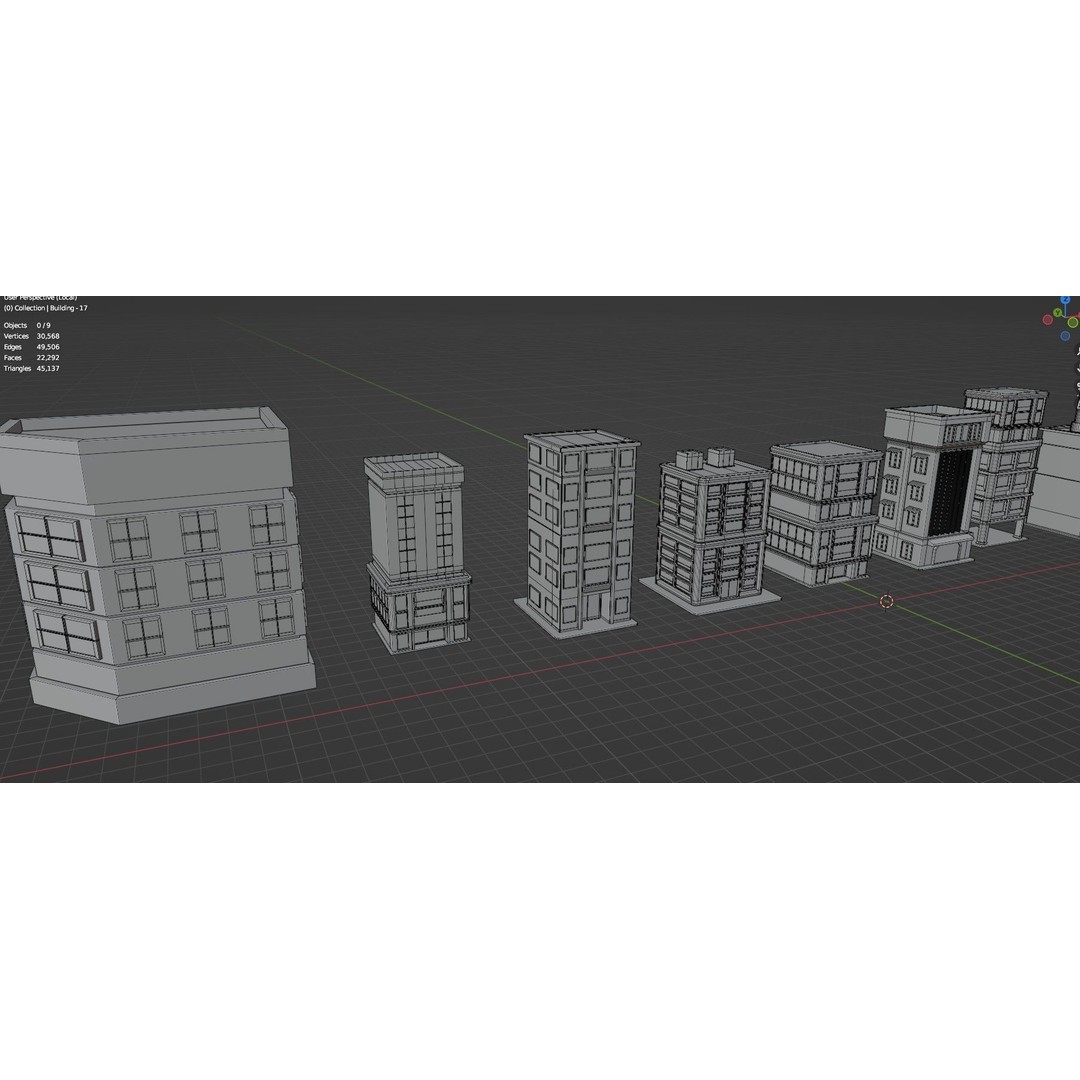 Low Poly City Buildings 3D Model – Game Ready Urban Asset Pack, FBX & OBJ - View 66