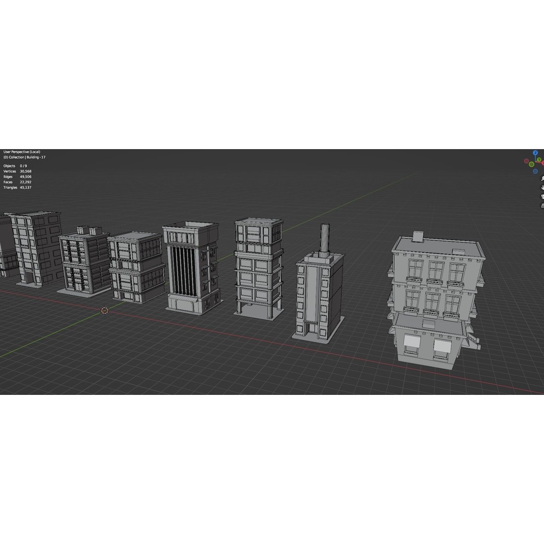 Low Poly City Buildings 3D Model – Game Ready Urban Asset Pack, FBX & OBJ - View 67